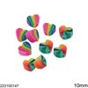 Polymer Clay Beads Rainbow Heart 10mm