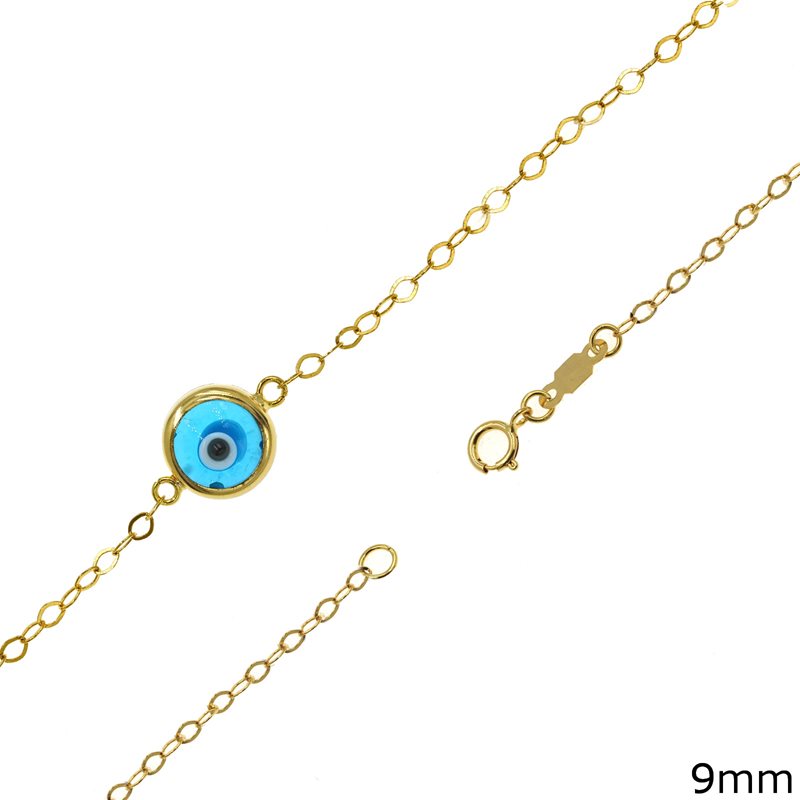 Gold Bracelet with Glass  Evil Eye K9 9mm 1,16gr