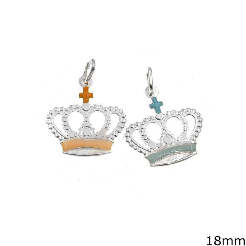Silver 925 Pendant Crown with Enamel 18mm