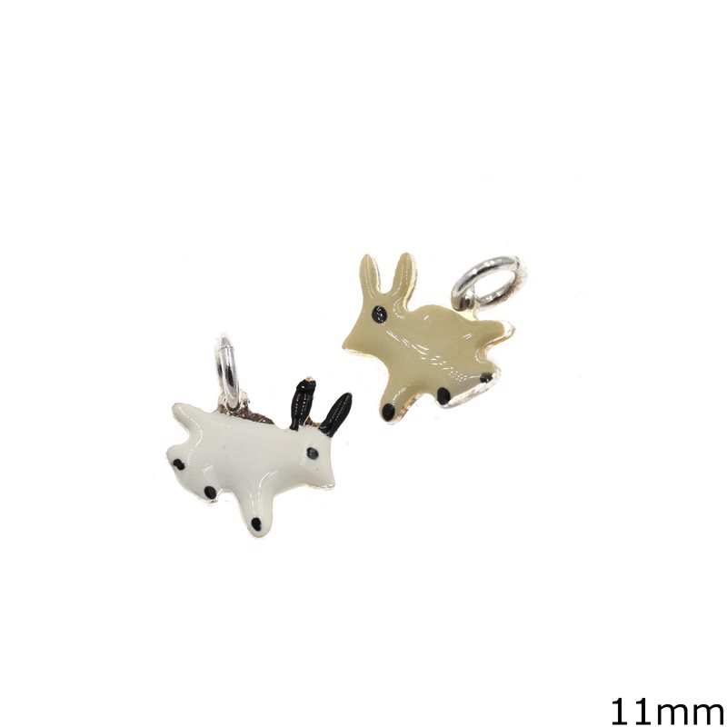 Silver 925 Pendant Rabbit with Enamel 11mm
