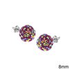 Silver 925  Earrings with Rhinestones  8mm