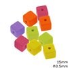 Plastic Square Bead 15mm, with Hole 3.5mm