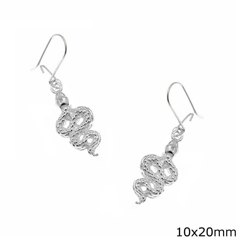 Silver 925  Earrings with Cobra 10x20mm