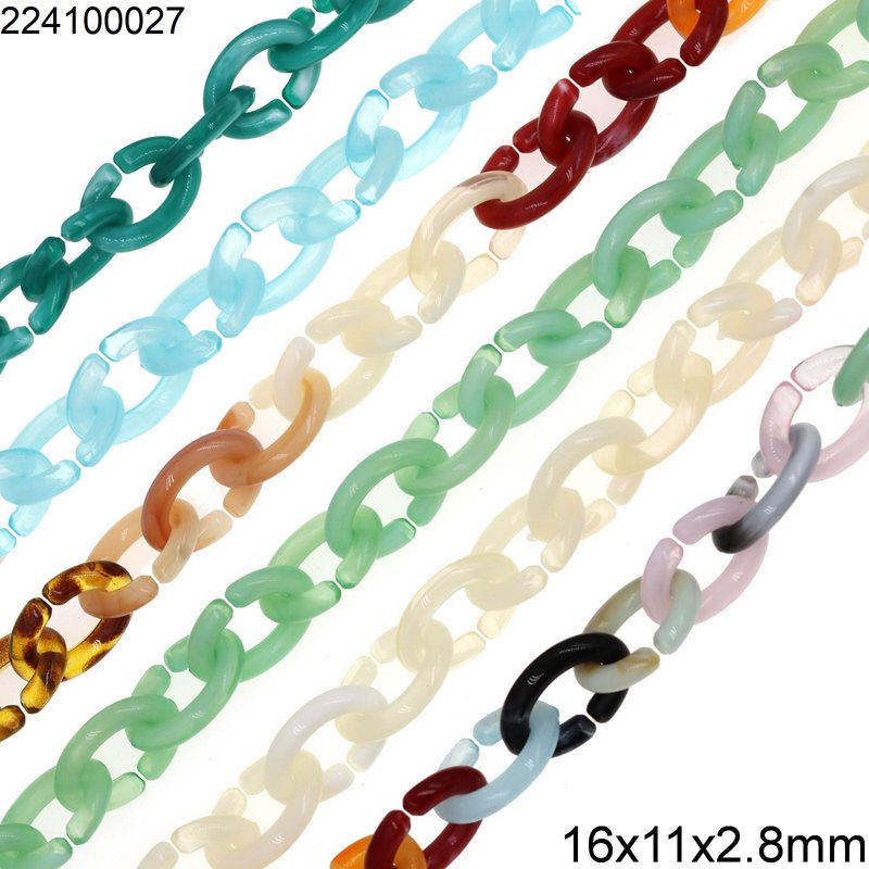 Acrylic Oval Link Chain Open 16x11x2.8mm