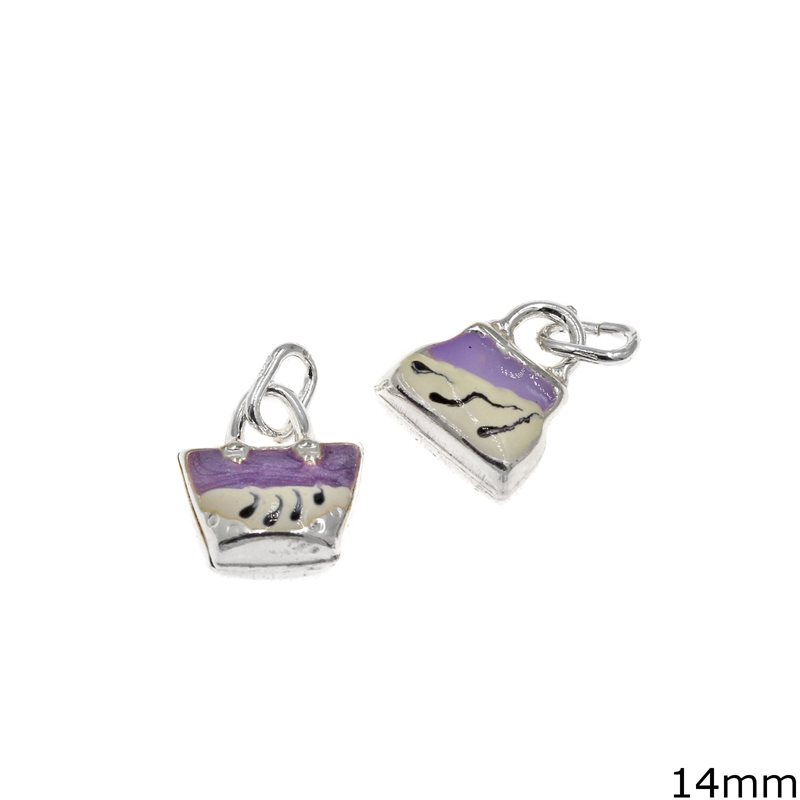 Silver 925 Pendant Bag with Enamel 14mm