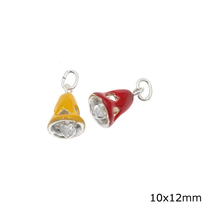 Silver 925 Pendant Bell with Enamel 10x12mm