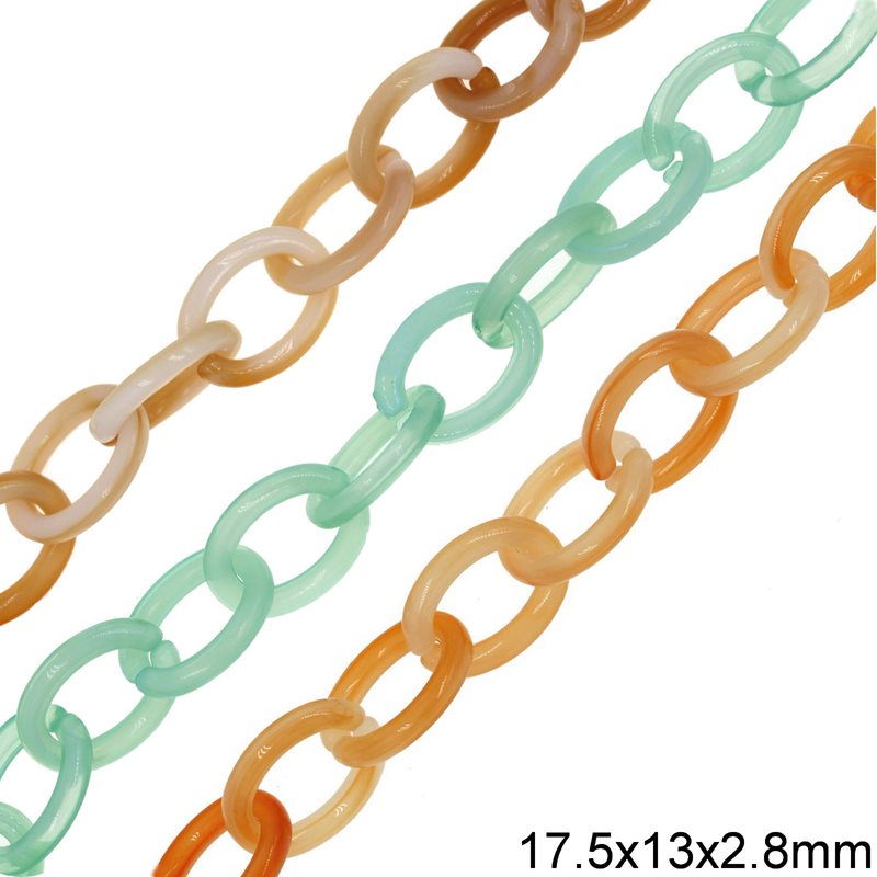 Acrylic Oval Link Chain Open 17.5x13x2.8mm