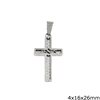 Stainless Steel Pendant Cross "Jesus" 4x16x26mm