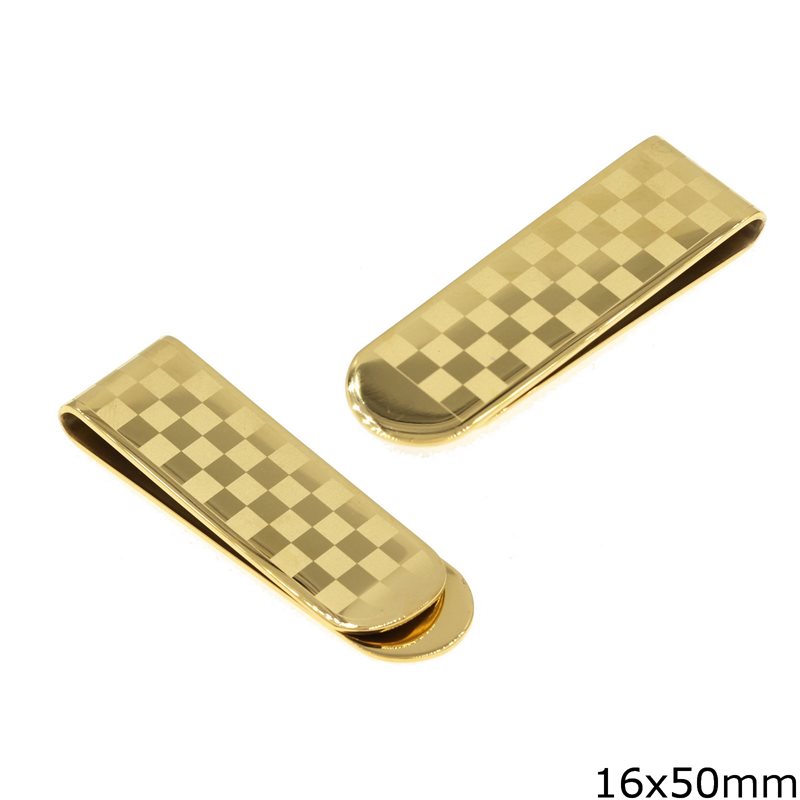 Stainless Steel Money Clip with Chess Pattern 16x50mm