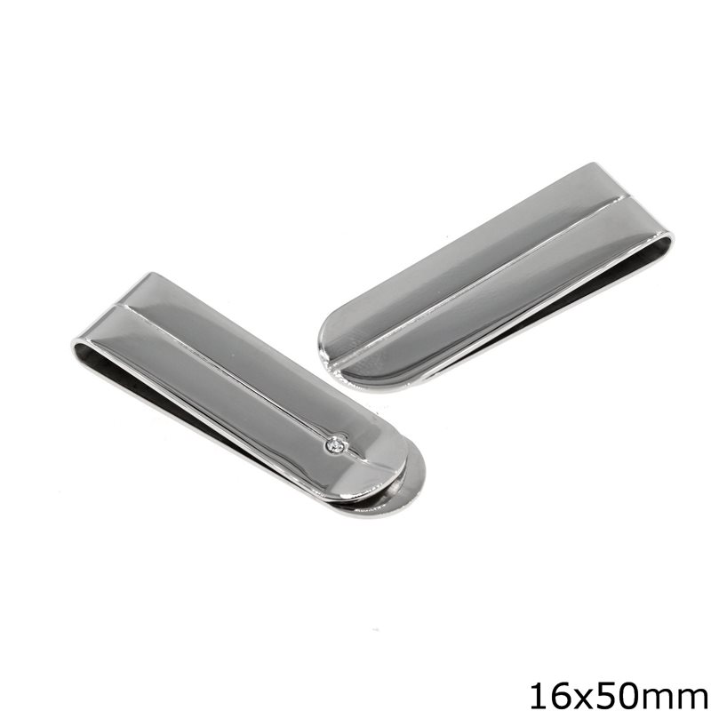 Stainless Steel Money Clip with Stone 16x50mm
