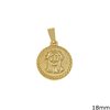 Stainless Steel Pendant Disk with Jesus Head 18mm