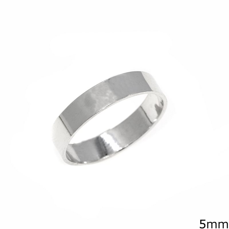 Δαχτυλίδι Ασημένιο 925  Βέρα Λουστρέ Πλακέ 5mm