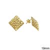 Stainless Steel Rhombus Earring Stud Embossed 19mm with Hole