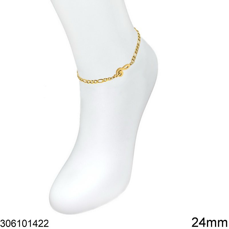 Stainless Steel Anklet with Sol Key 24mm