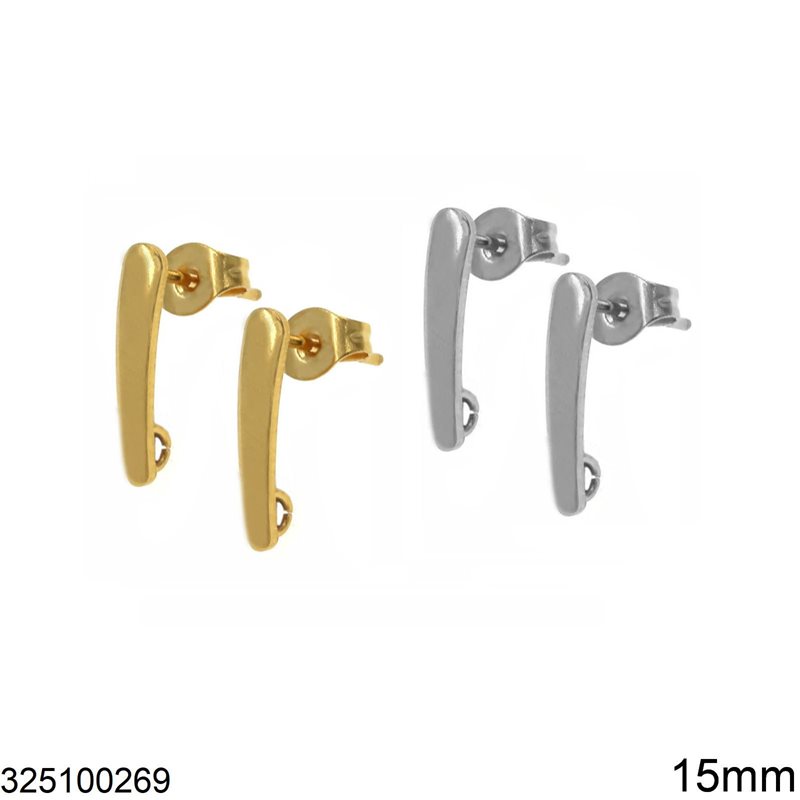 Stainless Steel Earring Stud with Ring 15mm