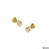 Gold Stud Earrings with Stone 5mm K9 