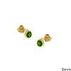Gold Stud Earrings with Stone 5mm K9 