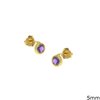 Gold Stud Earrings with Stone 5mm K9 