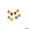 Gold Stud Earrings with Stone 5mm K9 