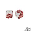 Ceramic Cube Bead 10mm with Flowers and 2.5mm Hole