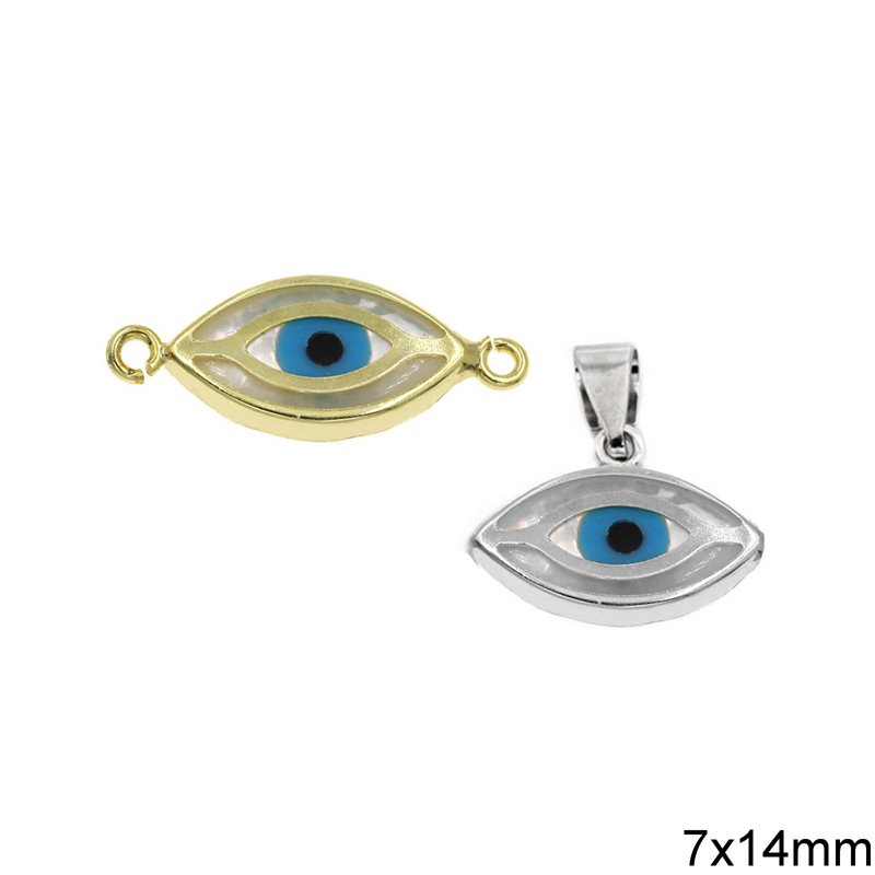 Silver  925 Evil Eye Pendant & Spacer  7x14mm
