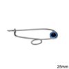 Gold Safety Pin Evil Eye with Loop 25mm K14 