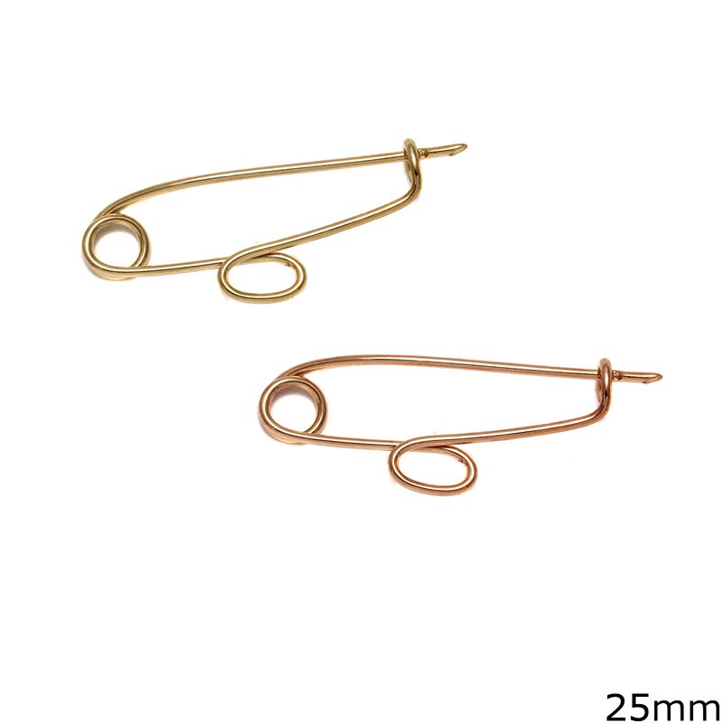 Gold Safety Pin with Loop 25mm K9 0.34gr