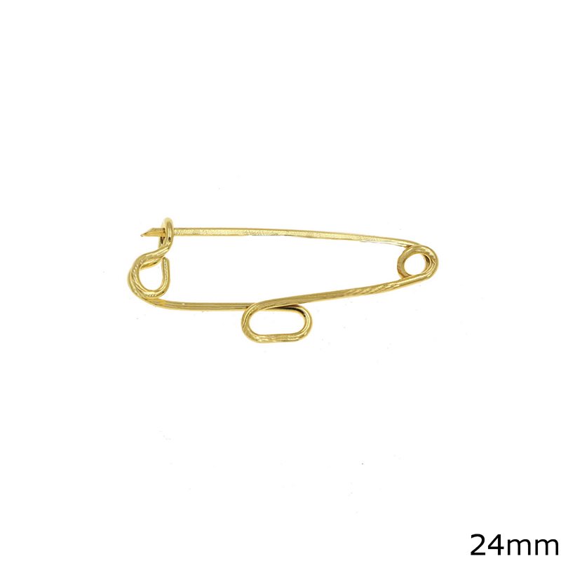 Gold Safety Pin with Loop 24mm K14 0.32gr