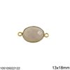 Silver 925 Bezel Pearshaped Spacer with Oval Semi Precious Stone 13x18mm 