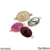 Silver 925 Bezel Pearshaped Spacer with Oval Semi Precious Stone 13x18mm 