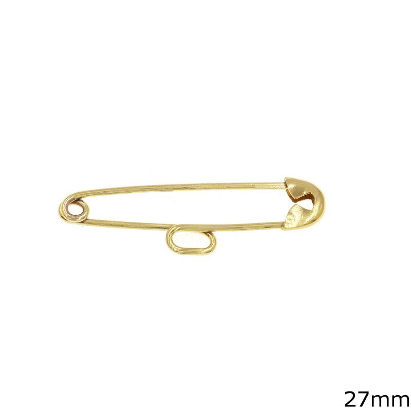 Gold Safety Pin with Loop 27mm K9 0.4gr