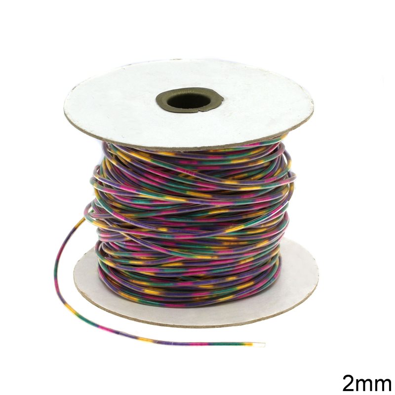 Rubber Cord Transparent with Thread in 4 Colors 2mm