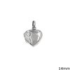 Silver  925 Locket Pendant Heart with Design 14mm