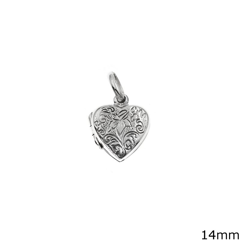 Silver  925 Locket Heart Pendant 14mm
