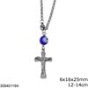 Stainless Steel Car Amulet Cross 6x16x25mm with Evil Eye,12-14cm