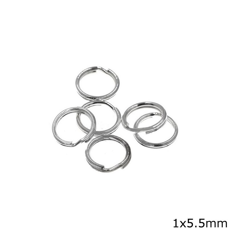 Silver 925 Split Ring Rhodium Plated 1x5.5mm