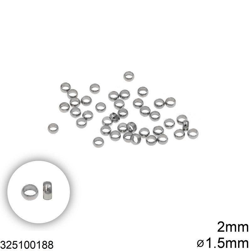 Stainless Steel Crimp Beads 2mm with 1.5mm hole