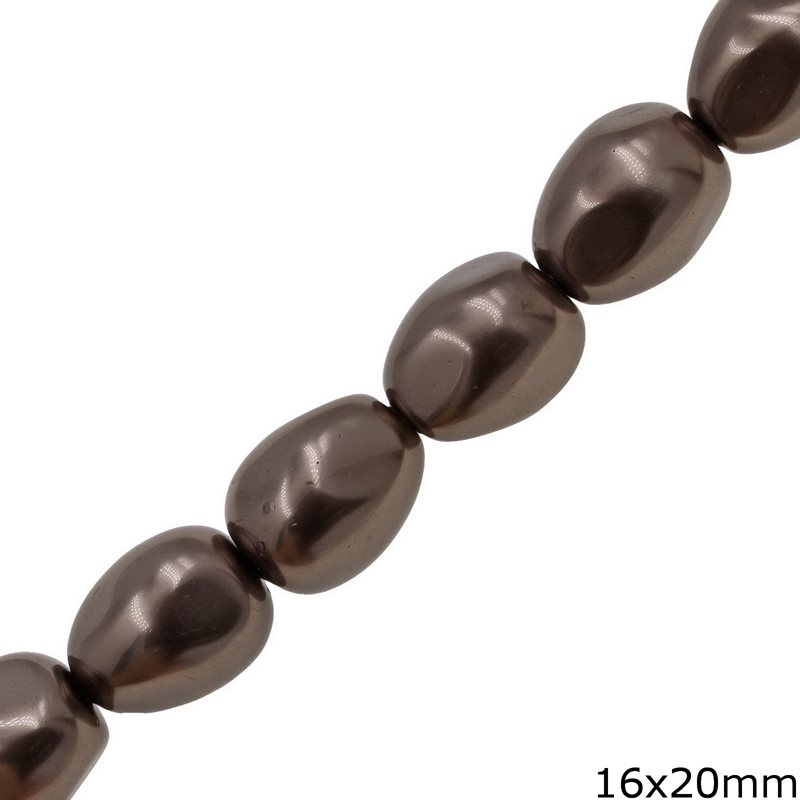 Mop-shell Oval Beads Pearl Plated 16x20mm