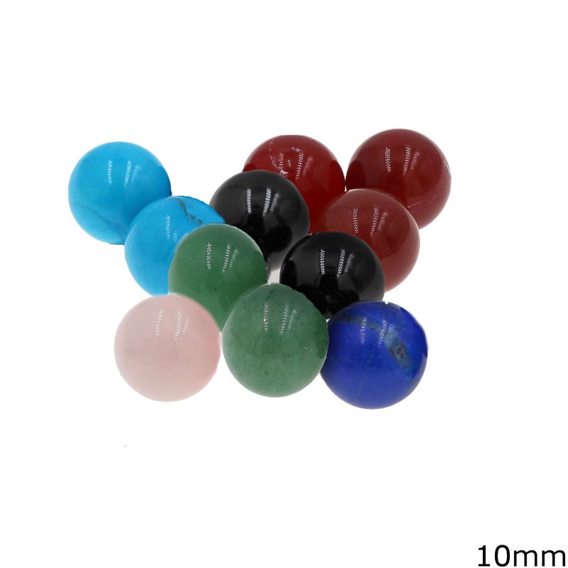 Round Semi Precious No Hole Stones 10mm