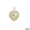 Silver  925 MOP-Shell Heart Pendant 15mm 