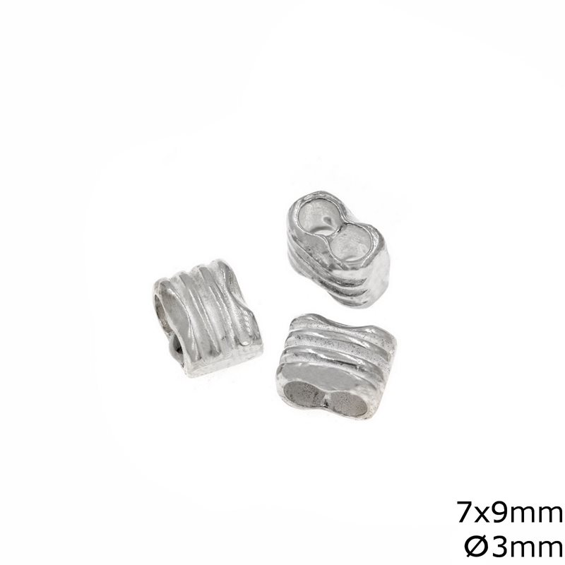 Silver 925 Separator Bead 7x9mm for Round Leather 3mm