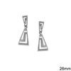 Silver 925 Earrings Triangle Meander 26mm Rhodium Plated