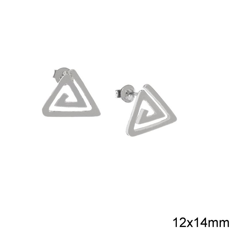 Silver 925 Triangle Meander Earrings 12x14mm