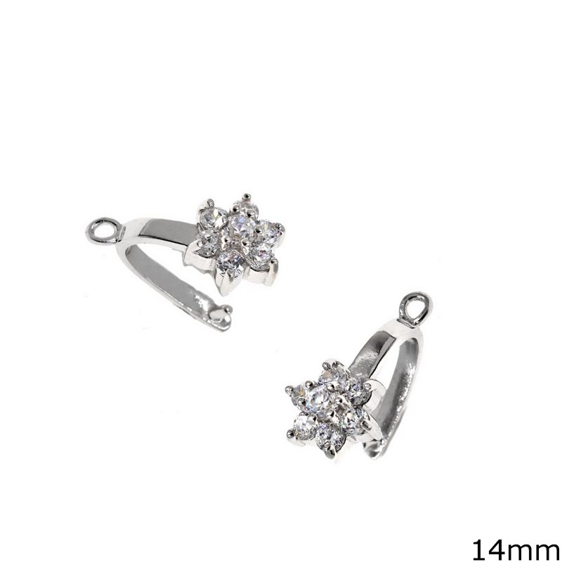 Silver Bail Connector Bale Pinch Clasp Pendant 14mm with Zircon