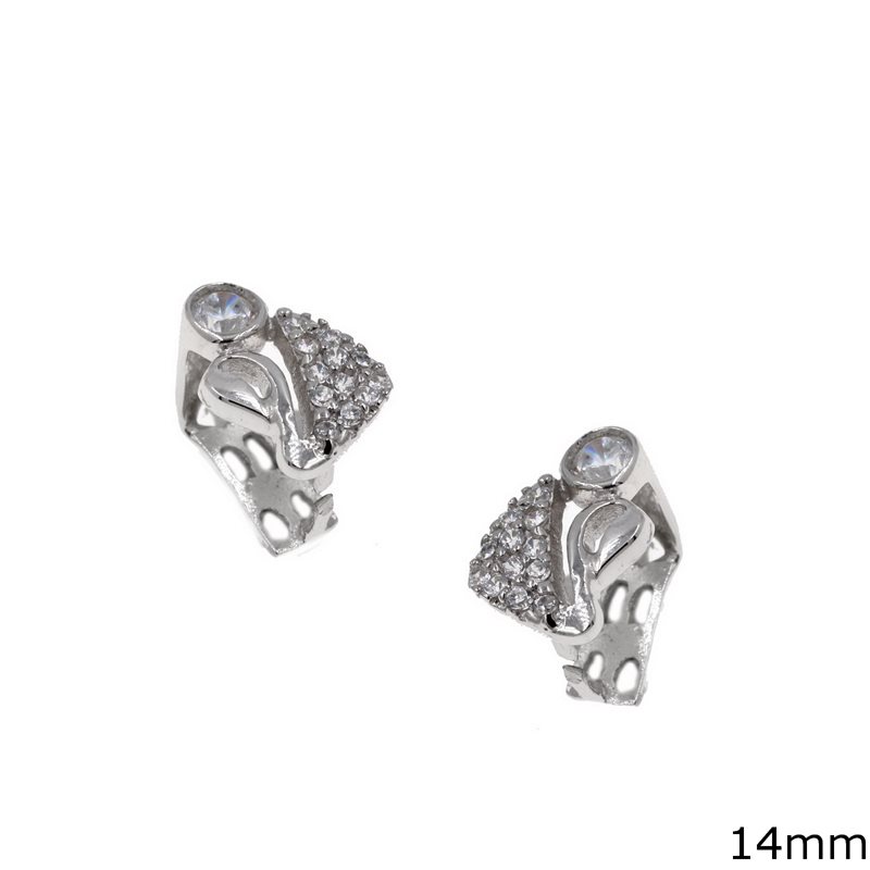 Silver Bail Connector Bale Pinch Clasp Pendant Swan 14mm with Zircon