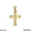 Gold Curved Pendant Cross with Screws 18x28mm K14 2.13gr