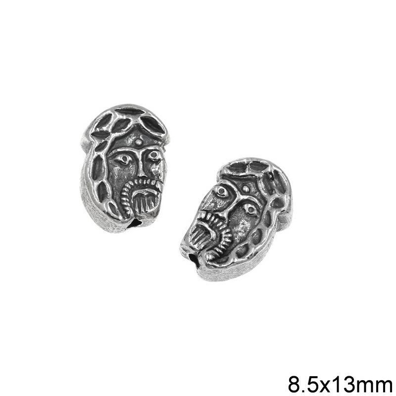 Silver 925 Bead Jesus's Face 8.5x13mm