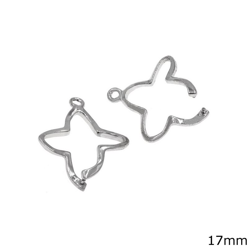 Silver 925 Bail Connector Bale Pinch Clasp Pendant 4 Leaf Clover 17mm 