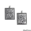 Silver 925 Pendant Double Sided Holy Mary 22x27mm