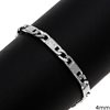 Silver 925 Bracelet with Textured Plates Rhodium Plated 4mm
